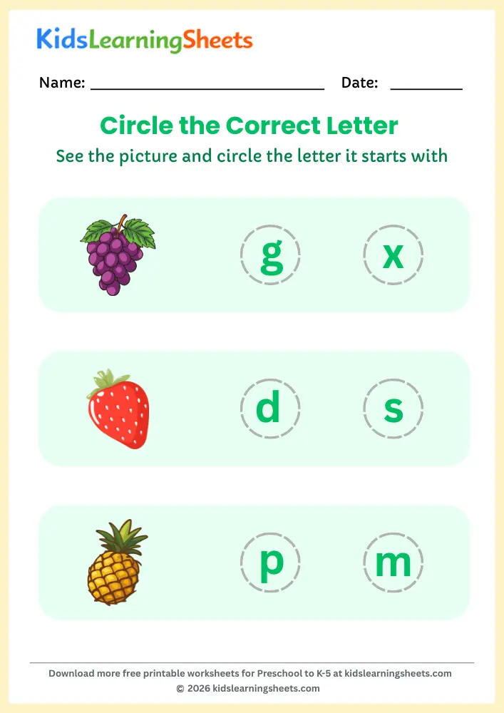 match letters to pictures 7