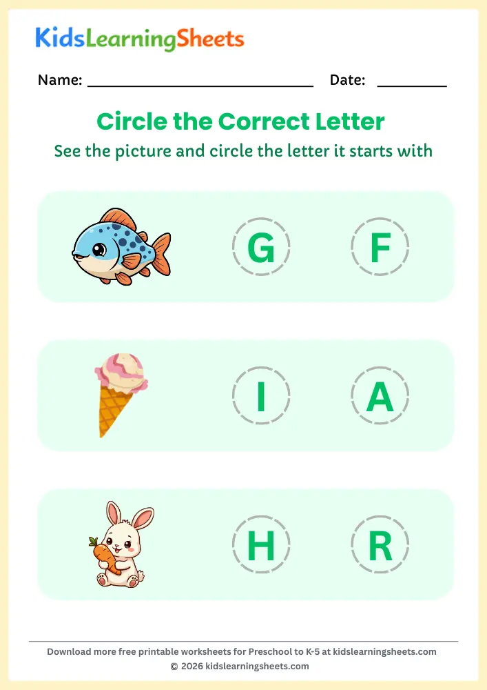 match letters to pictures