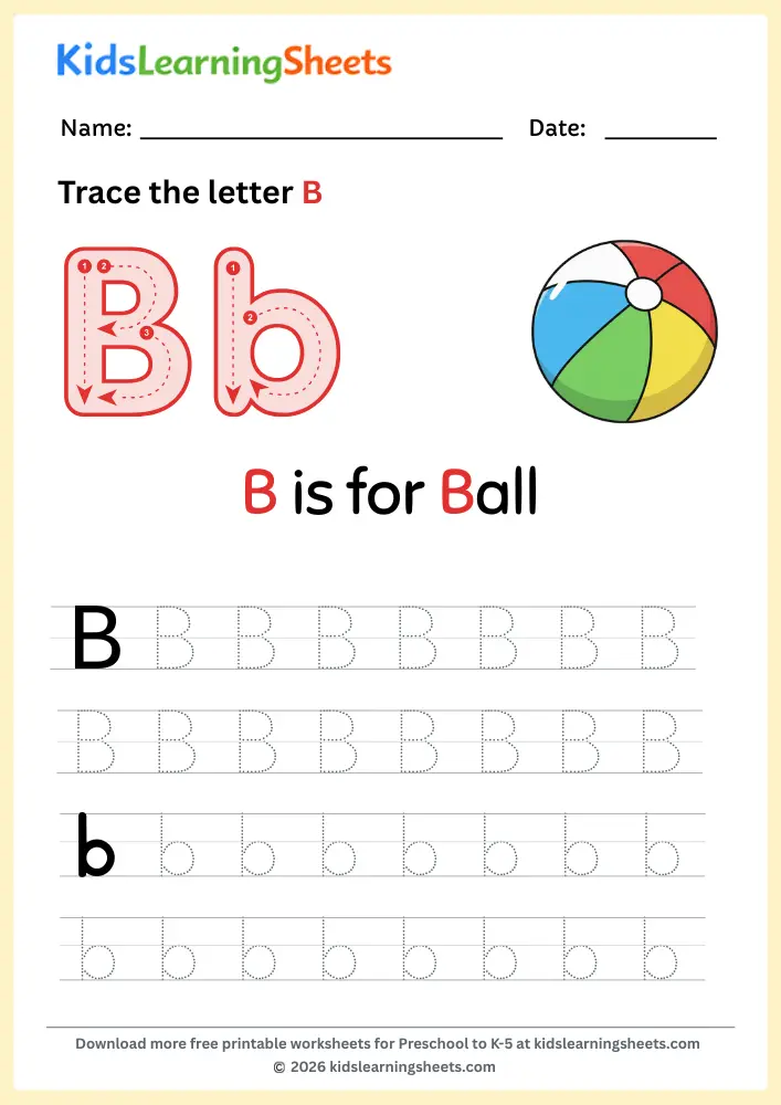 tracing letter B worksheet