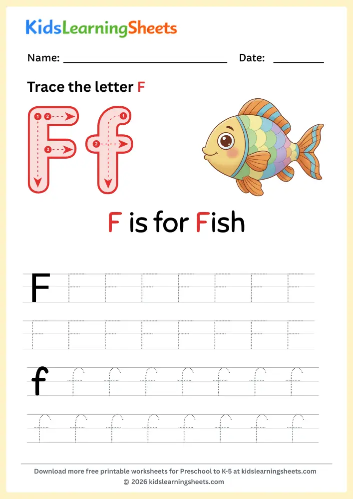 tracing letter F worksheet