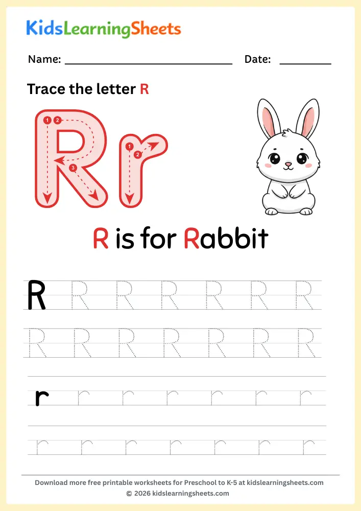 tracing letter R worksheet