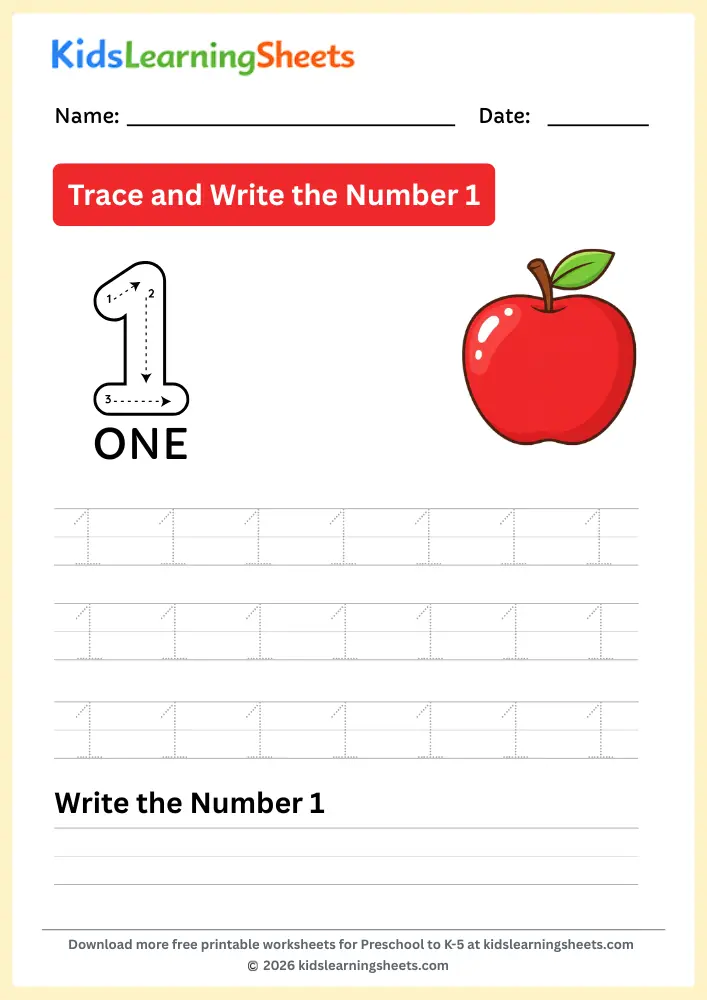tracing-number-1-one