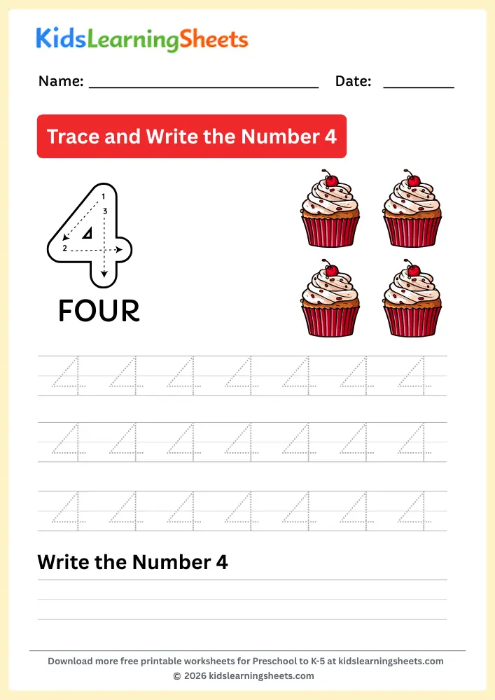 tracing-number-4-four